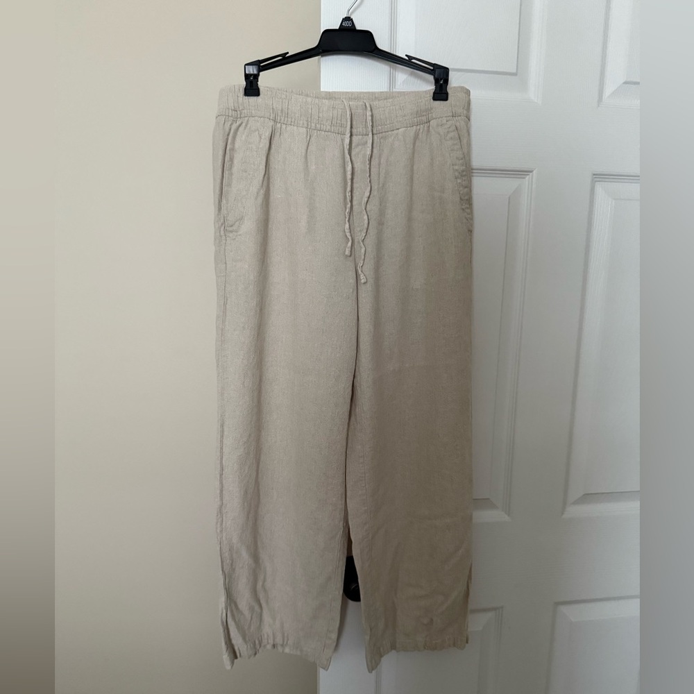 Old Navy linen blend wide leg Khaki pants